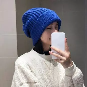 1 шт. Милая модная вязаная шапка зимняя теплая однотонная уличная велоспорт шерстяная ворсовая шапка мягкая ветрозащитная