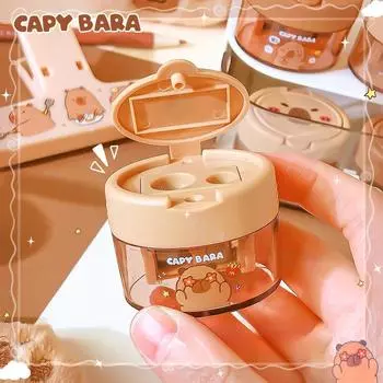 1 шт. Милая мультяшная капибара, точилка для карандашей с двумя отверстиями, канцелярские товары для учеников начальной школы, каваий, офисные школьные принадлежности, детский подарок