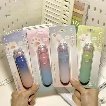 1 шт. Милая мультяшная кошачья лапка для коррекции, креативный дизайн, градиентный цвет, канцелярские принадлежности, корректирующая лента, школьные принадлежности зелёный