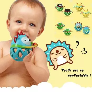 1 шт. Милая мультяшная полый прорезыватель для зубов в виде мяча-погремушки, мягкая резиновая детская игрушка owl