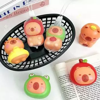 1 шт. Милая мультяшная шапка-капибара, сжимающая силиконовая игрушка, игрушка для декомпрессии с медленным отскоком, вентиляционные украшения, детская подарочная игрушка