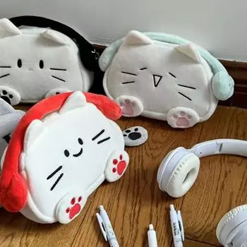1 шт. Милая мультяшная сумка для хранения плюшевых кошек, большая вместимость, сумка для ручек, канцелярские принадлежности для студентов, сумка, аксессуары для самостоятельного изготовления