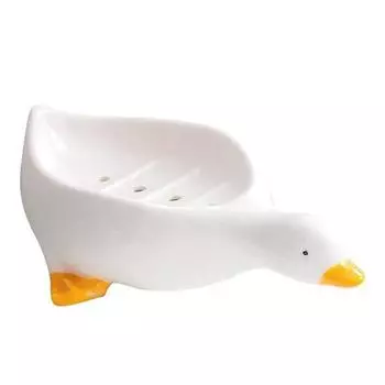 1 шт. Милая мыльница в виде утки, самоосушающийся пластиковый поднос, полка для хранения в ванной, не допускающая скопления воды, идеально подходит для раковины или ванны