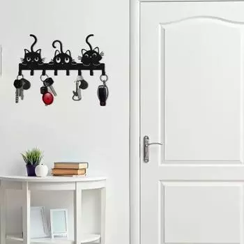 1 шт. Милая настенная вешалка для ключей в виде кошки для создания праздничной атмосферы на Хэллоуин, вешалка для ключей для дома