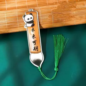 1 шт. Милая панда бамбуковая закладка с кисточками для книг мультфильм канцелярские принадлежности мультфильм акриловый подарок офис школа милый смешной