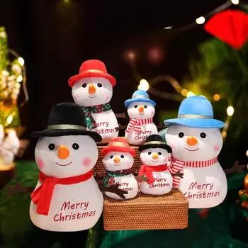 1 шт. Милая плюшевая игрушка снеговик мягкая плюшевая кукла снеговик плюшевый снеговик рождественское украшение подарок 25cm чёрный