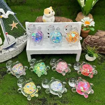 1 шт. Милая прозрачная светящаяся блестящая большая черепаха Diy Trendy Play Accessories Cream Gel Keychain Bag Подвеска розовый