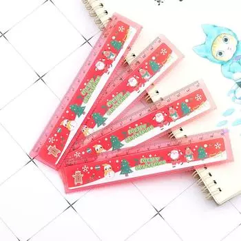 1 шт. Милая прямая линейка, рождественские инструменты, канцелярские принадлежности для рисования, школьные принадлежности, измерительные приборы для детей, подарок