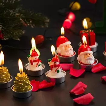 1 шт. Милая рождественская свеча для домашнего декора, ужина, вечеринки, подарка, восковая мультяшная форма