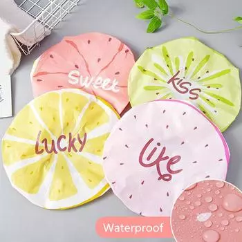 1 шт., милая шапочка для душа с фруктами, водонепроницаемая шапочка для душа с мультяшным узором, женские шапочки для купания, шапочки для сауны, спа-салона