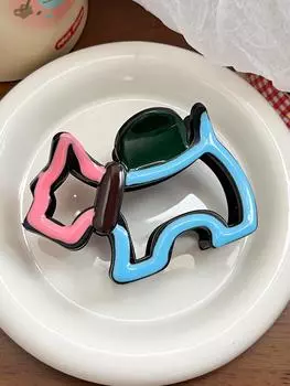 1 шт. Милая собачка, красочный большой зажим-краб для волос для женщин, 3,5 дюйма, заколка-банан для густых волос, нескользящие заколки для волос, аксессуары для волос