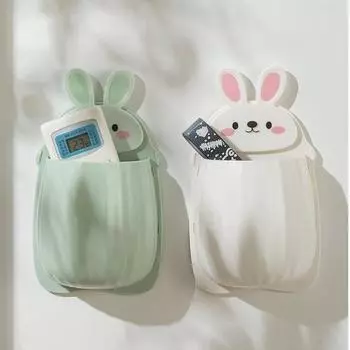 1 шт. Милая стойка для хранения в виде кролика, не требующая пробивки и маркировки, коробка для хранения кистей для макияжа, настенный держатель для зубных щеток в ванной комнате