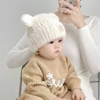 1 шт. Милая теплая шапочка для младенцев для мальчиков и девочек, модная, милая, мультяшная, вязаная крючком шапка для малышей, осень-зима, уличная вязаная шапка