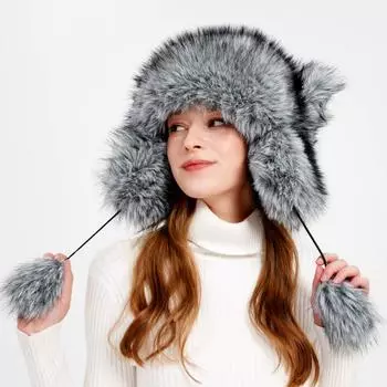 1 шт. Милая утолщенная зимняя шапка с защитой ушей в виде енота для женщин, детей, подростков, теплая меховая шапка