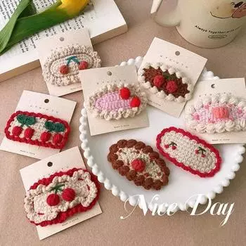 1 шт. Милая заколка для волос для девочек, для женщин и детей, бежевый кофейный цвет, серия вишневого торта, боковая заколка, милые аксессуары для волос