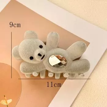 1 шт. Милая заколка для волос в виде машущего плюшевого мишки с высокой эстетической ценностью, повязка на голову со стразами, зажим-акула, аксессуар для волос на День святого Валентина