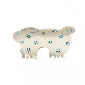 1 шт. Милая заколка для волос в виде животного, ацетат, стразы, цветок, кролик, сильная фиксация, краб для волос 9 см, подходит для Пасхи