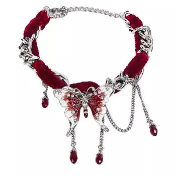 1 шт., милое и крутое бархатное ожерелье с кисточками и бабочкой, цепочка-чокер, ожерелья для женщин