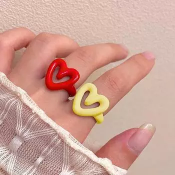 1 шт. Милое модное кольцо из смолы с сердечком в винтажном стиле, ювелирные изделия, аксессуары для женщин, кольцо