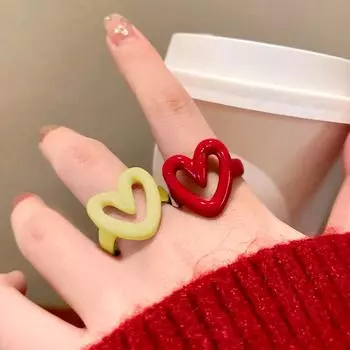 1 шт. Милое модное кольцо из смолы с сердечком в винтажном стиле, ювелирные изделия, аксессуары для женщин, кольцо