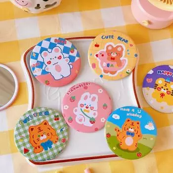 1 шт., милое мультяшное зеркало для макияжа, карманное дорожное зеркало для макияжа, портативное мини-круглое зеркало небольшого размера, мини-зеркало для макияжа для женщин