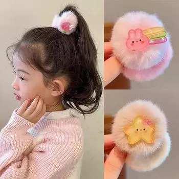 1 шт. милые цветные меховые шарики с изображением животных из мультфильмов для девочек и детей, эластичные резинки для волос, детские резинки для волос, аксессуары для волос, детские головные уборы