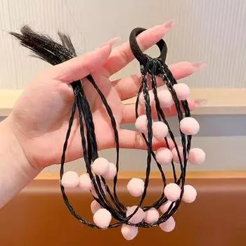 1 шт. Милые детские парики-хвосты с цветными шариками, повязки на голову, резинки для волос, аксессуары для волос, украшение для волос