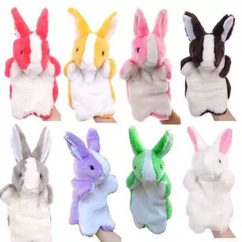 1 шт. Милые детские плюшевые игрушки, кролик, кукла-марионетка на руку, разноцветная мультяшная кукла-марионетка на палец, взаимодействие родителей и детей