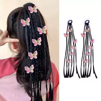 1 шт. милые девушки красочные бабочки парики конский хвост повязки резинки для волос головные уборы детские аксессуары для волос украшение для волос