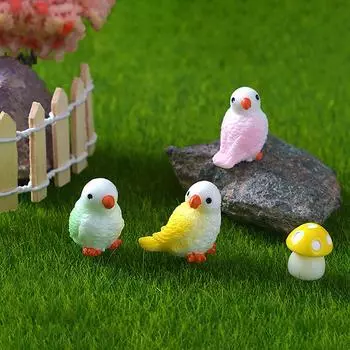 1 шт. Милые фигурки попугаев, миниатюрная фигурка животного, мини-садовая сказка, микроландшафт, аквариум, статуэтка из смолы фиолетовый