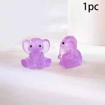 1 шт. милые фигурки своими руками, украшение стола, светящиеся миниатюры из смолы, сидящий слон, светящийся ночью, аксессуары для сада фей фиолетовый