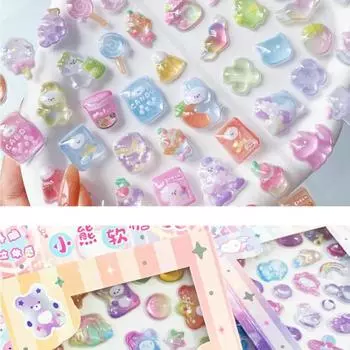 1 шт. Милые креативные наклейки в виде кролика-конфеты 3D-рельефные наклейки для скрапбукинга, дневника, канцелярских принадлежностей, декора, милые эстетические наклейки