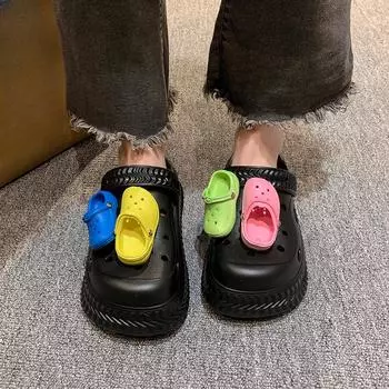 1 шт., милые мини-обуви, подвески, модные украшения для обуви, сандалии для взрослых и детей, подвески для обуви, красочные аксессуары 34 чёрный