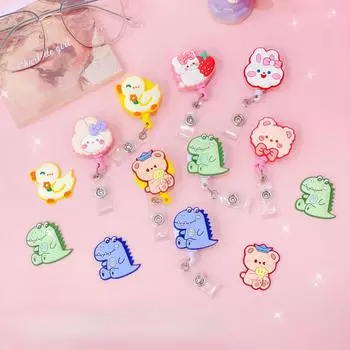 1 шт. Милые мультяшные животные, выдвижная катушка для значков медсестер, врачей, держатель для удостоверения личности студентов-медиков