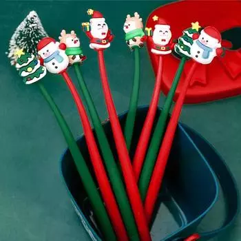 1 шт. Милые рождественские офисные школьные принадлежности силиконовая ручка Shake Neuter канцелярские принадлежности креативная милая забавная мягкая гелевая ручка Ink Color:Black