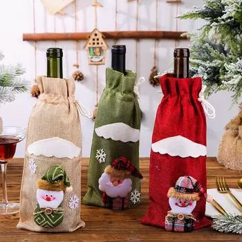 1 шт. милые рождественские украшения крышка для бутылки вина домашний декор ткань Санта-Клаус подарочные сумки