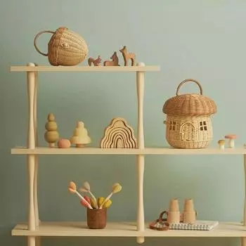 1 шт., милые сумки для хранения, плетеная вручную пляжная соломенная корзина с грибами, плетеная сумка из ротанга, корзина для пикника