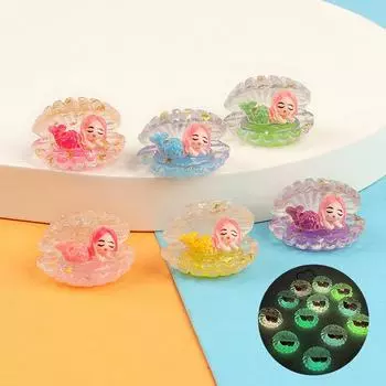 1 шт. милые светящиеся ракушки-русалки, украшения для автомобиля, микроландшафтные украшения, кукольный домик, декор для рабочего стола, аквариум, игрушка для декора аквариума 1