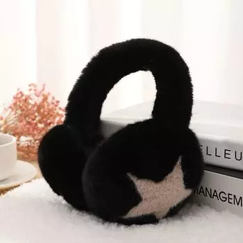 1 шт. милые теплые наушники со звездами для женщин и девочек, зимние уличные грелки для ушей, мягкие пушистые чехлы для ушей, складные теплые наушники темно-розовый