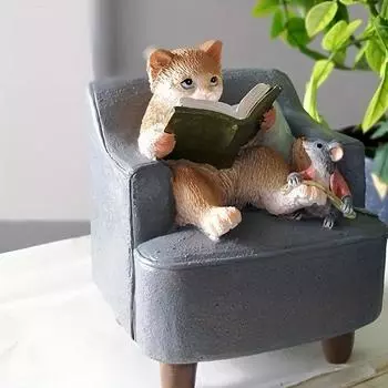 1 шт. милые украшения в виде мыши, домашний декор из смолы с изображением животных, настольные украшения и украшения для домашнего декора в твердом переплете Cat and Mouse
