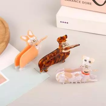 1 шт., милые заколки для волос с собаками из мультфильма, акриловые заколки для волос для женщин и девочек, заколки для волос, аксессуары для волос, заколки для волос, ацетатные головные уборы, подарок на вечеринку as the picture