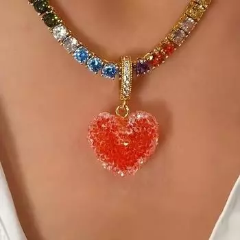 1 шт. Милые желейные полимерные конфетные шармы для девочек, ожерелье-чокер, новые красочные ожерелья с желейными сердечками для женщин, подарки A1
