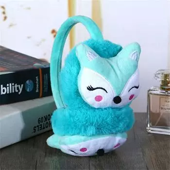 1 шт., милые зимние теплые наушники с рисунком лисы, плюшевые, утепленные, мягкие, регулируемые, для взрослых, для детей, Kawaii, уличная повязка на голову, ушанка синий