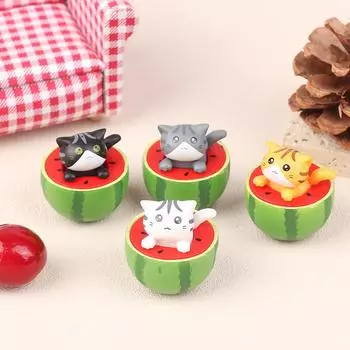 1 шт. милый арбузный кот, украшение, миниатюрные фигурки, статуэтка котенка, подарок для детей, горшок для детской комнаты, украшение для дома, садовые инструменты белый