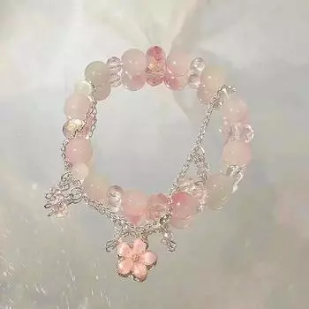 1 шт., милый браслет на День святого Валентина, романтический, легкий, роскошный, подарок для влюбленных, персиковая пудра, бусины, нить