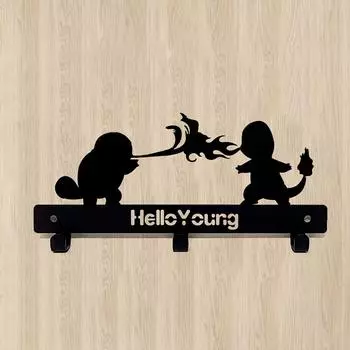 1 шт. Милый брелок для ключей с покемонами, настенная вешалка для полотенец, настенный держатель для ключей с покемонами, вешалка для пальто чёрный