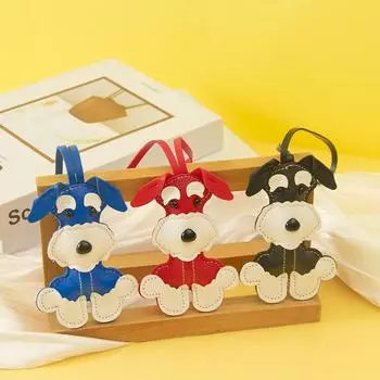 1 шт. милый брелок для ключей с изображением животных из искусственной кожи, брелок с подвеской в виде щенка для женской сумки, подвесное украшение для девочки, подарки чёрный