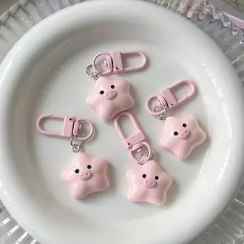 1 шт. милый брелок для ключей в виде звезды свиньи, мультяшная розовая кукла-свинка, кулон, брелок для рюкзака, подвески, украшения для автомобиля, сумка, аксессуары
