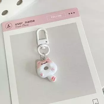 1 шт. милый брелок-пончик с кулоном в виде кота, брелок для девочек, рюкзак, брелок для наушников, аксессуар, креативный подарок для друга или пары
