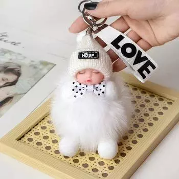 1 шт. Милый детский брелок для ключей, рюкзак, украшения, брелок для ключей, плюшевая мягкая пушистая кукла, кулон светло-серый
